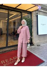 Kadın Kol Tünelli Keten İkili Takım PUDRA - S