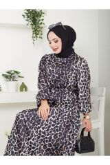 Kadın Leopar Desenli Şifon Elbise