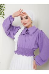 Kadın Ayrobin Bebe Yaka Tesettür Bluz Mor - M