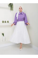Kadın Ayrobin Bebe Yaka Tesettür Bluz Mor - 2XL