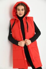 Kapüşonlu Şişme Yelek Kırmızı - M