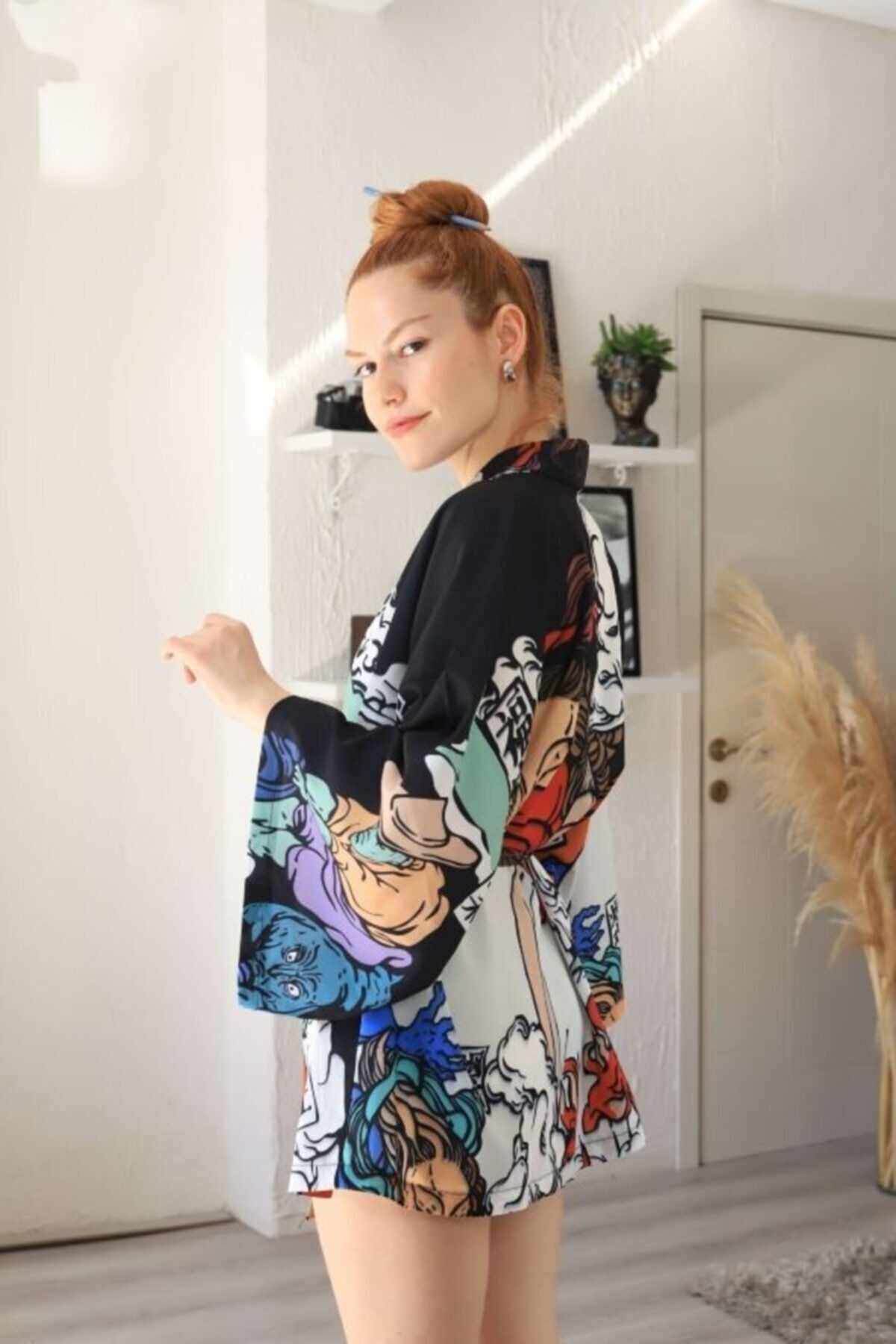 Beyaz Yakuza Kimono Siyah - L