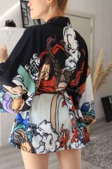 Beyaz Yakuza Kimono Siyah - M