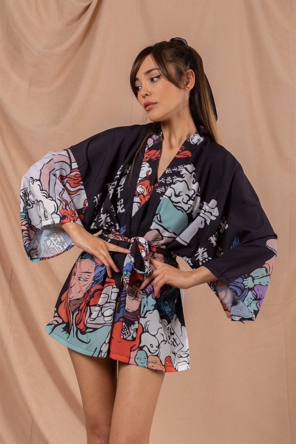 Kadın Digital Baskı Yakuza Kimono