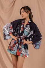 Kadın Digital Baskı Yakuza Kimono