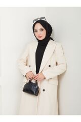 Kadın Astarlı Kaşe Kaban Bej - M