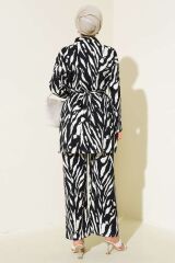 Kadın Desenli Bürümcük Kimono Takım Siyah - 2XL
