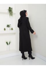 Kadın Astarlı Kaşe Kaban Siyah - L