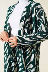 Kadın Desenli Bürümcük Kimono Takım Yeşil - S
