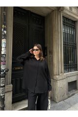 Kadın Salaş Keten İkili Takım Siyah - L/XL