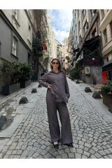 Kadın Salaş Keten İkili Takım Füme - M