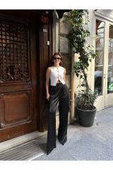 Kadın Saten Kumaş Palazzo Pantolon
