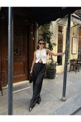 Kadın Saten Kumaş Palazzo Pantolon