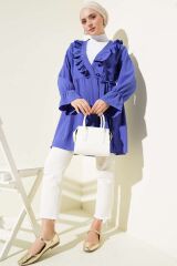 Kadın Fırfırlı Bağlamalı Kimono Mor - L/XL