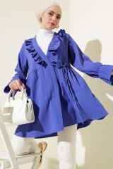 Kadın Fırfırlı Bağlamalı Kimono Mor - S/M