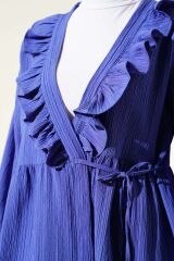 Kadın Fırfırlı Bağlamalı Kimono Mor - S/M