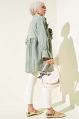 Kadın Fırfırlı Bağlamalı Kimono Çağla Yeşili - S/M