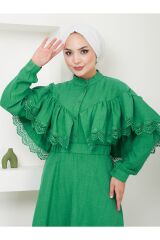 Kadın Dantel Detaylı Etekli Takım Yeşil - S/M