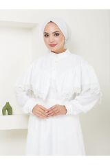 Kadın Dantel Detaylı Etekli Takım Beyaz - L/XL