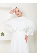 Kadın Dantel Detaylı Etekli Takım Beyaz - S/M