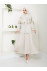 Kadın Dantel Detaylı Etekli Takım Taş - L/XL