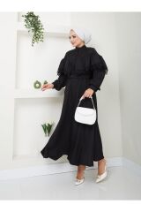 Kadın Dantel Detaylı Etekli Takım Siyah - L/XL