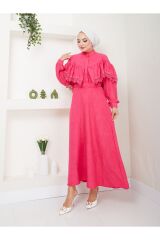 Kadın Dantel Detaylı Etekli Takım Fuşya - L/XL