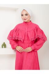 Kadın Dantel Detaylı Etekli Takım Fuşya - L/XL
