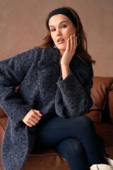 Kadın Astarlı Yün Blazer Ceket Lacivert - L
