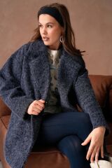 Kadın Astarlı Yün Blazer Ceket Lacivert - L