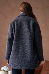 Kadın Astarlı Yün Blazer Ceket Lacivert - S