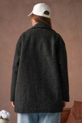 Kadın Astarlı Yün Blazer Ceket Siyah - L