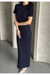 Kadın Modal Kumaş Basic Elbise Lacivert - M