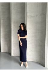 Kadın Modal Kumaş Basic Elbise Lacivert - M