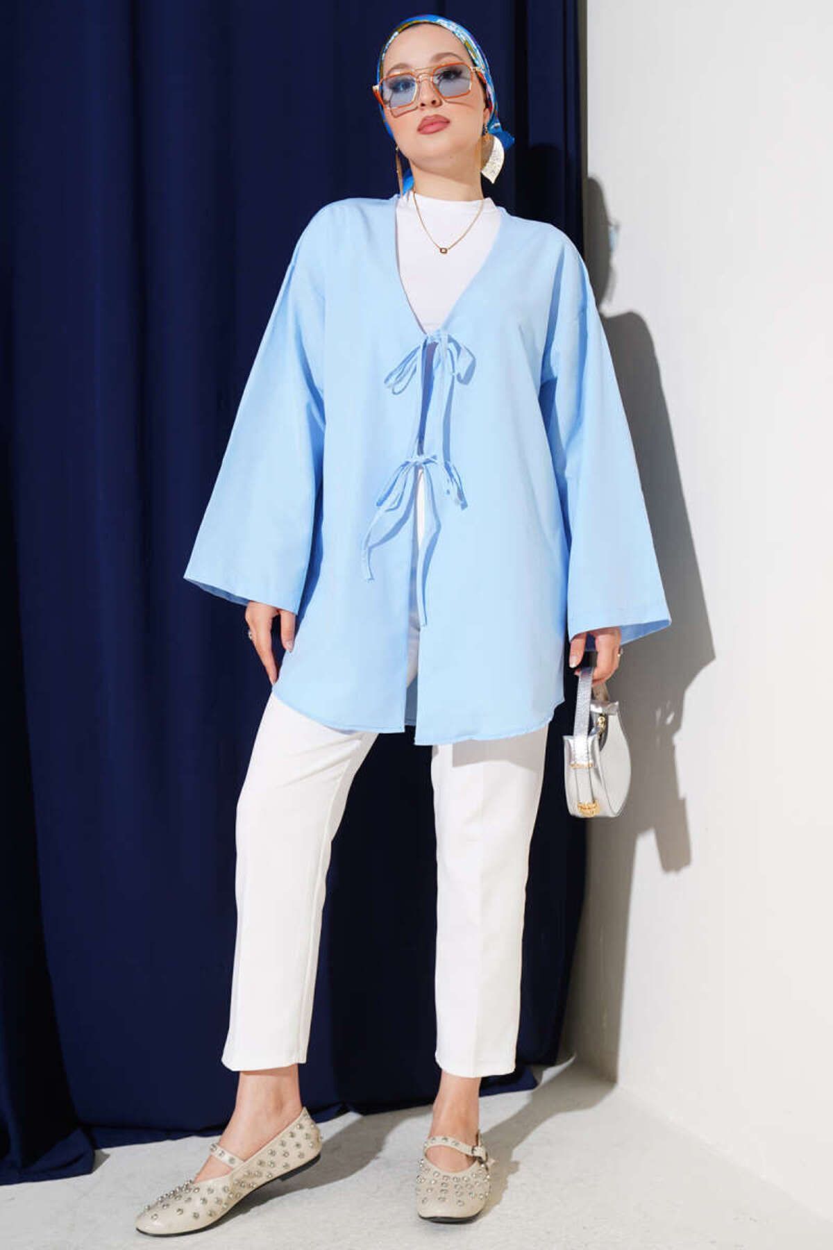 Çift Bağcıklı Poplin Kimono