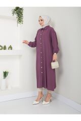 Kadın Maxi Boy Yırtmaçlı Viskon Tunik MÜRDÜM - 2XL