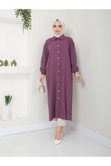 Kadın Maxi Boy Yırtmaçlı Viskon Tunik MÜRDÜM - XL