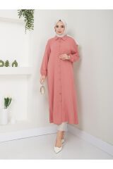Kadın Maxi Boy Yırtmaçlı Viskon Tunik PUDRA - 2XL