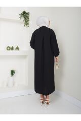 Kadın Maxi Boy Yırtmaçlı Viskon Tunik Siyah - XL