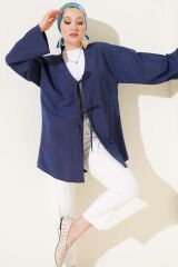 Çift Bağcıklı Poplin Kimono Lacivert - S/M