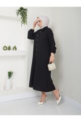Kadın Maxi Boy Yırtmaçlı Viskon Tunik Siyah - L