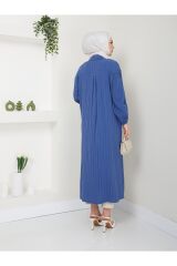 Kadın Maxi Boy Yırtmaçlı Viskon Tunik Mavi - 2XL