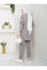 Kadın Pantolonlu Tesettür Takım Gri - S