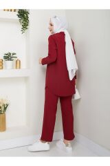 Kadın Pantolonlu Tesettür Takım Bordo - XL