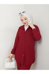 Kadın Pantolonlu Tesettür Takım Bordo - XL