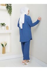 Kadın Pantolonlu Tesettür Takım Lacivert - 2XL