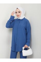 Kadın Pantolonlu Tesettür Takım Lacivert - XL