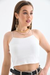 Kadın Ip Askılı Crop Büstiyer Beyaz - L