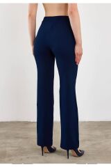Kadın Likralı Geniş Paça Pantolon Lacivert - 40