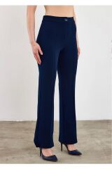 Kadın Likralı Geniş Paça Pantolon Lacivert - 40